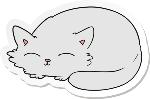 Bir insan tarafından çizilmiş çizgi film kedisinin çıkartması.