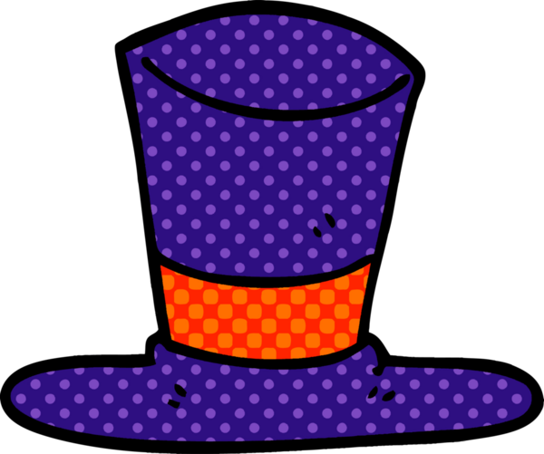 Bir insan tarafından çizilmiş karikatür silindir şapka.