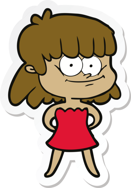 Bir insan tarafından çizilmiş gülümseyen bir karikatür çıkartması.