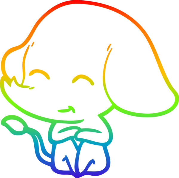 Gökkuşağı gradyan çizgisi bir insan tarafından çizilmiş şirin bir fil çizimi