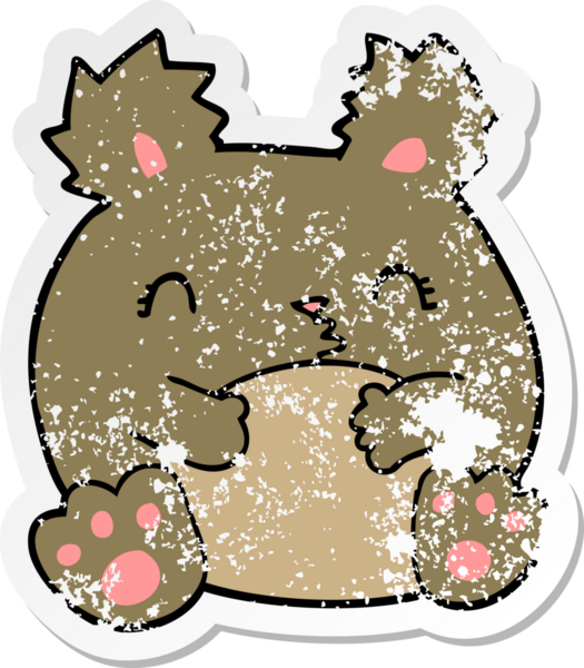 Bir insan tarafından çizilmiş karikatür ayısının sıkıntılı çıkartması.