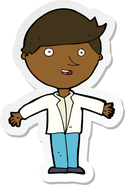 Bir insan tarafından çizilmiş, sıradan ceketli bir adamın çıkartması.