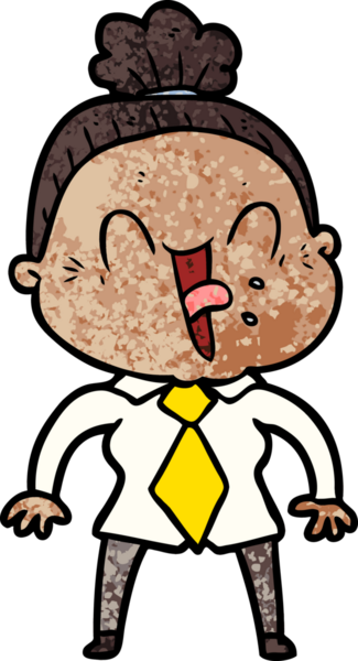 Bir insan tarafından çizilmiş mutlu yaşlı kadın çizgi filmi.