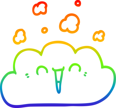 gökkuşağı gradyan çizgi çizimi bir insan tarafından çizilmiş mutlu bulut