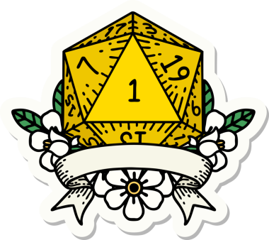 Bir insan tarafından çizilmiş doğal bir d20 zar etiketi.