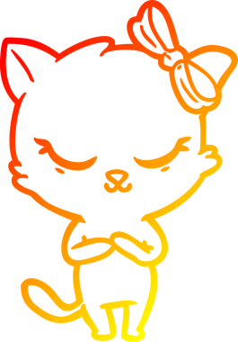 Bir insan tarafından çizilmiş sevimli bir çizgi film kedisinin sıcak çizgi çizimi