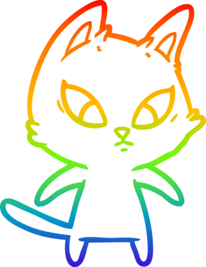 Bir insan tarafından çizilmiş kafası karışmış çizgi film kedisinin çizimi.