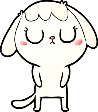 Bir insan tarafından çizilmiş şirin bir çizgi film köpeği.