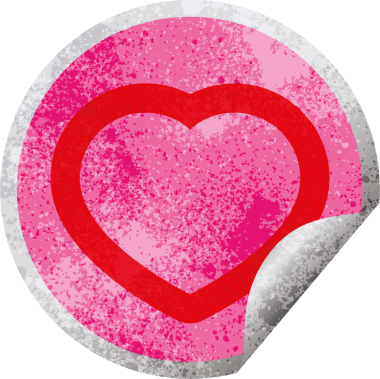 kalp grafik vektörü dairesel soyma etiketi bir insan tarafından çizilmiş