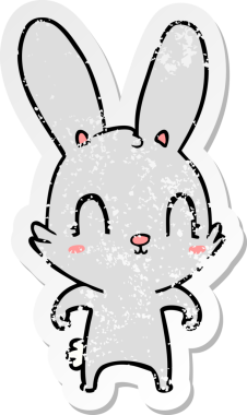 Bir insan tarafından çizilmiş şirin bir tavşanın sıkıntılı çıkartması.