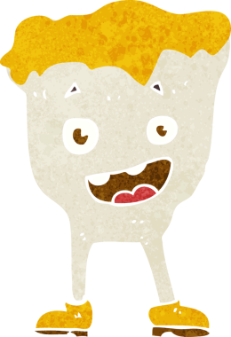 Bir insan tarafından çizilmiş çizgi film dişi.