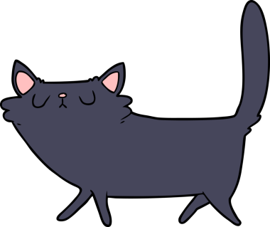 bir insan tarafından çizilmiş kara kedi çizgi filmi