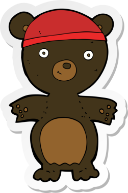 Bir insan tarafından çizilmiş şirin siyah bir ayının çıkartması.