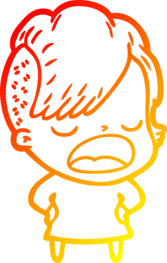 Bir insan tarafından çizilmiş havalı bir hippi kızın sıcak çizgi çizimi.