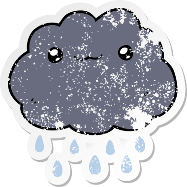 Bir insan tarafından çizilmiş karikatür bulutunun sıkıntılı çıkartması.