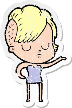 Bir insan tarafından çizilmiş karikatür bir kadının sıkıntılı çıkartması.