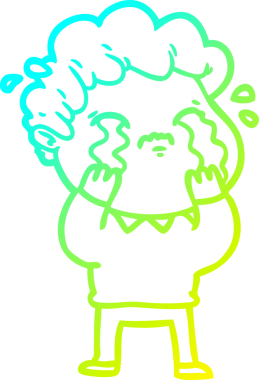 Bir insan tarafından çizilmiş ağlayan bir çizgi film karakteri çizimi.