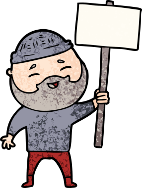 Bir insan tarafından çizilmiş mutlu sakallı bir adam.