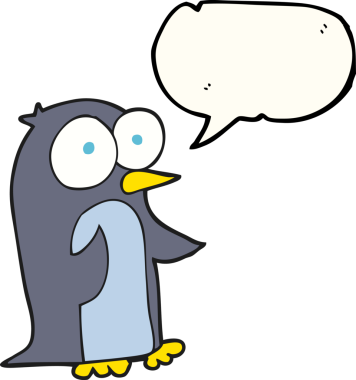 Bir insan tarafından çizilmiş serbest konuşma balonu karikatürü pengueni