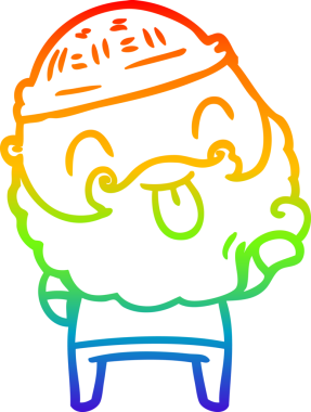 Gökkuşağı gradyan çizgisi sakallı bir adamın bir insan tarafından çizilmiş dili.