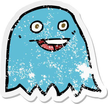 Bir insan tarafından çizilmiş karikatür bir hayaletin gerilmiş çıkartması.