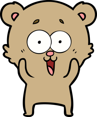 Bir insan tarafından çizilmiş gülen oyuncak ayı çizgi filmi.