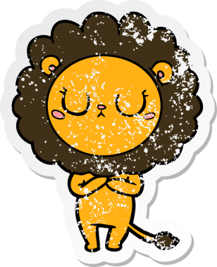 Bir insan tarafından çizilmiş karikatür aslanının sıkıntılı çıkartması.