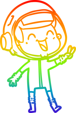 gökkuşağı gradyan çizimi mutlu bir çizgi astronot çizimi bir insan tarafından çizildi