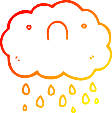 Bir insan tarafından çizilmiş sevimli bir karikatür bulutunun sıcak gradyan çizimi