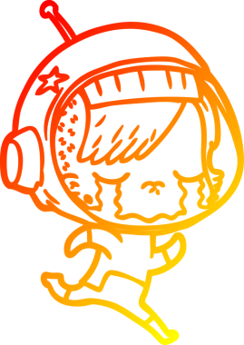 Bir insan tarafından çizilmiş, ağlayan astronot bir kızın sıcak çizgi çizimi