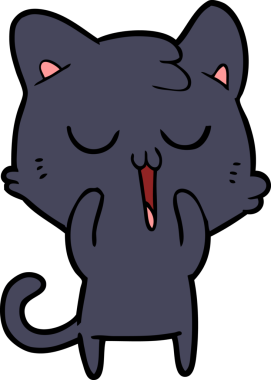 Bir insan tarafından çizilmiş sevimli çizgi film kedisi.