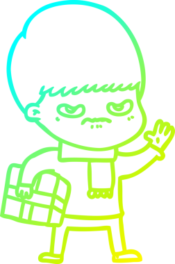 Bir insan tarafından çizilmiş soğuk gradyan çizgi film karakteri.