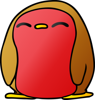 Serbest çizim gradyan çizgi film Şirin kawaii kırmızı robin bir insan tarafından çizildi