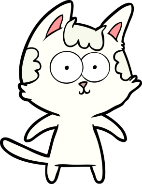 Bir insan tarafından çizilmiş mutlu çizgi film kedisi.
