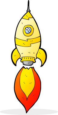 Bir insan tarafından çizilmiş çizgi film uzay gemisi.