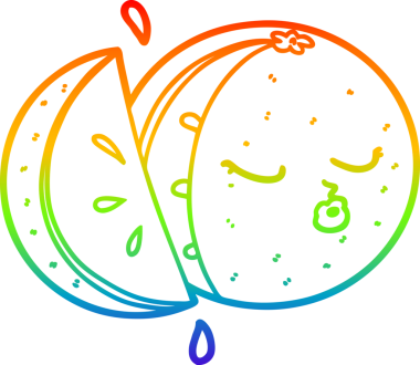 Gökkuşağı gradyan çizgi çizimi bir insan tarafından çizilmiş turuncu çizgi