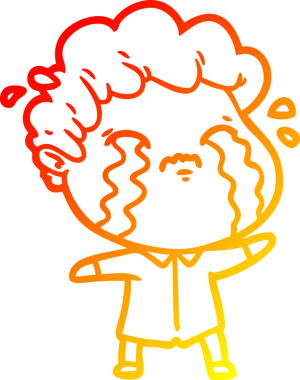 Bir insan tarafından çizilmiş ağlayan bir çizgi film karakteri çizimi.