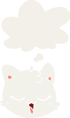 insan tarafından çizilmiş düşünce baloncuklu çizgi film kedisi yüzü