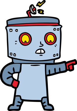 Bir insan tarafından çizilmiş çizgi film robotu