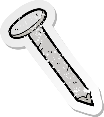 Bir insan tarafından çizilmiş karikatür çivisinin gerilemiş yapıştırması.