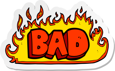 Bir insan tarafından çizilmiş alevli kötü bir tabelanın çıkartması.