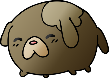 Bir insan tarafından çizilmiş kawai köpeğinin gradyan çizimi.