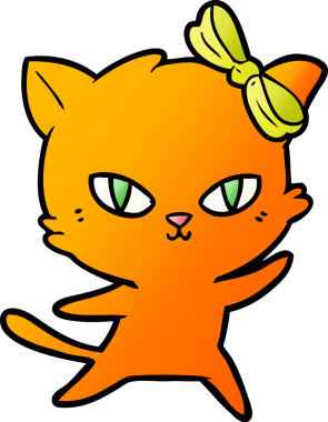 Bir insan tarafından çizilmiş sevimli çizgi film kedisi.