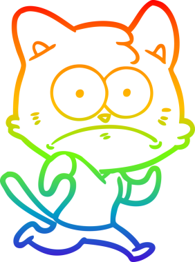 Gökkuşağı gradyan çizgi çizimi Bir insan tarafından çizilmiş gergin kedi