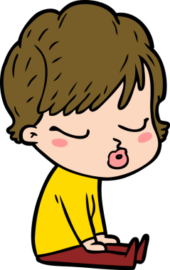 Bir insan tarafından çizilmiş gözleri kapalı çizgi film kadını.