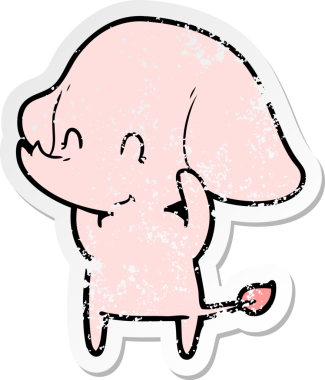 Bir insan tarafından çizilmiş şirin bir filin sıkıntılı çıkartması