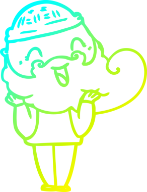 Bir insan tarafından çizilmiş mutlu sakallı bir adamın soğuk hava çizgisi.