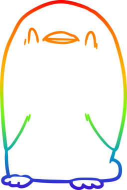 gökkuşağı gradyan çizimi bir insan tarafından çizilmiş bir penguen çizgi