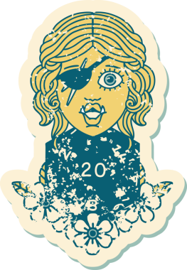 Retro Dövme Biçimi Bir insan tarafından çizilmiş 20 zarlı yarı ork