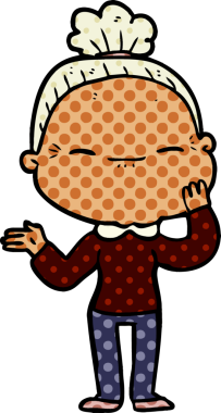 Bir insan tarafından çizilmiş barışçıl yaşlı bir kadın.